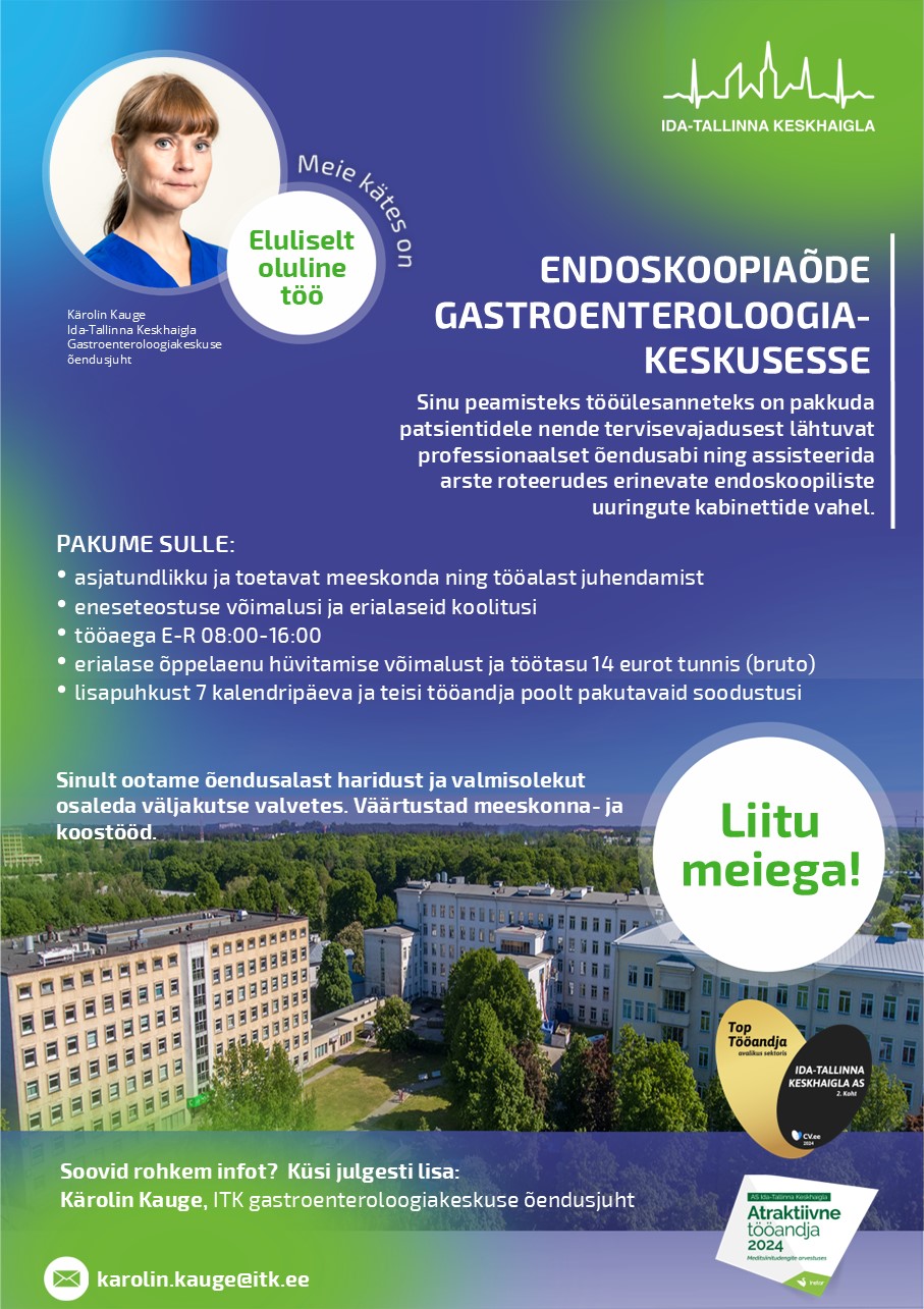 Endoskoopiaõde gastroenteroloogiakeskusesse