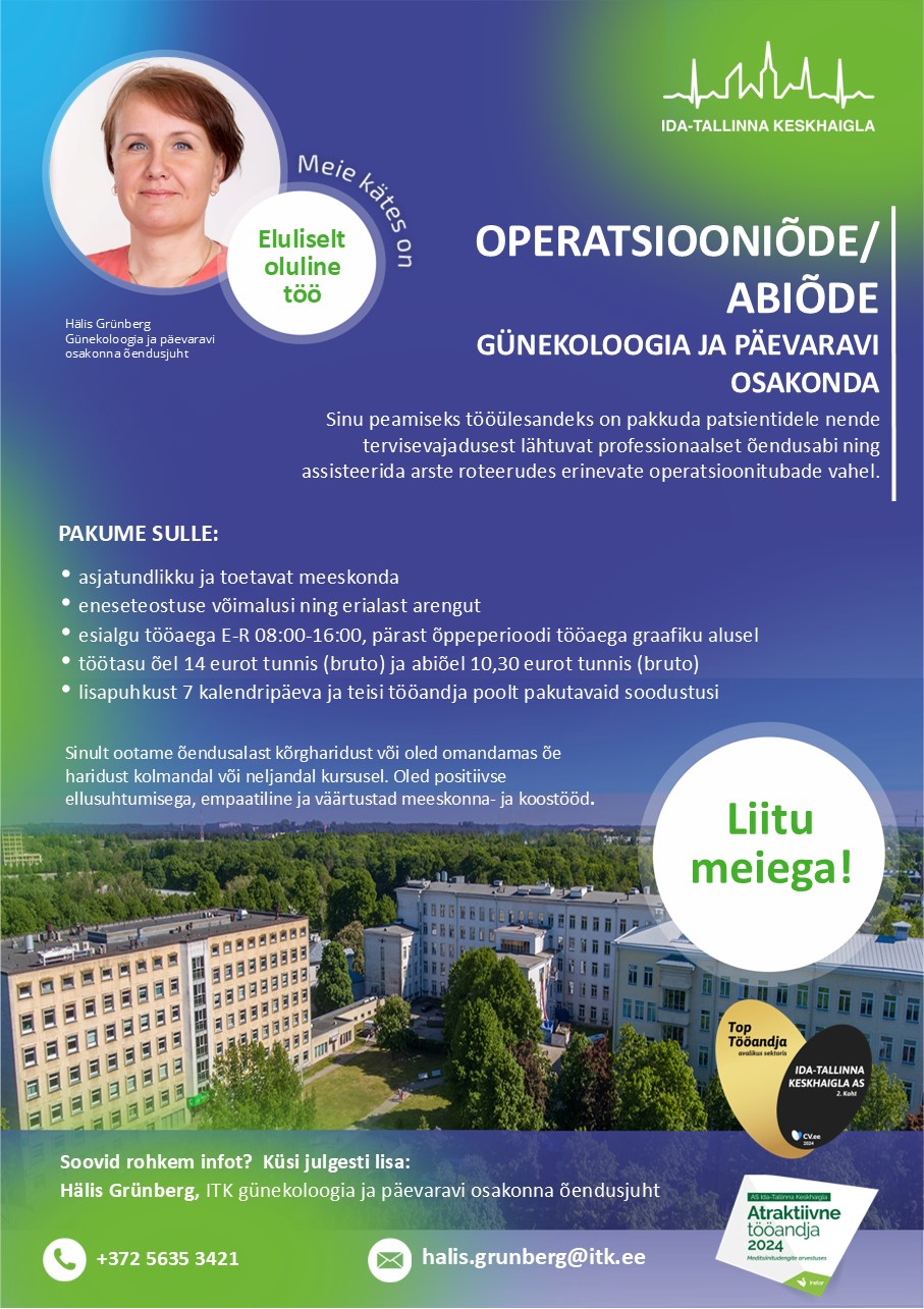 Operatsiooniõde/abiõde günekoloogia ja päevaravi osakonda