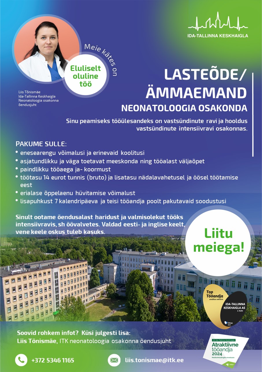 Lasteõde/Ämmaemand neonatoloogia osakonda